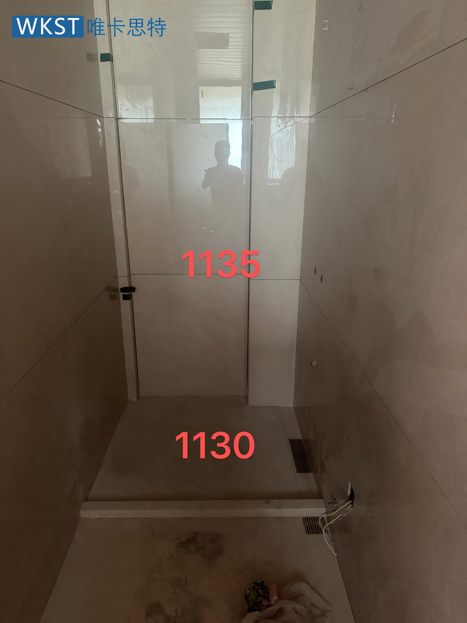 西樵自建房淋浴房案例 未标楼层 · 一固两联动位置 9.一固两联动现场尺寸