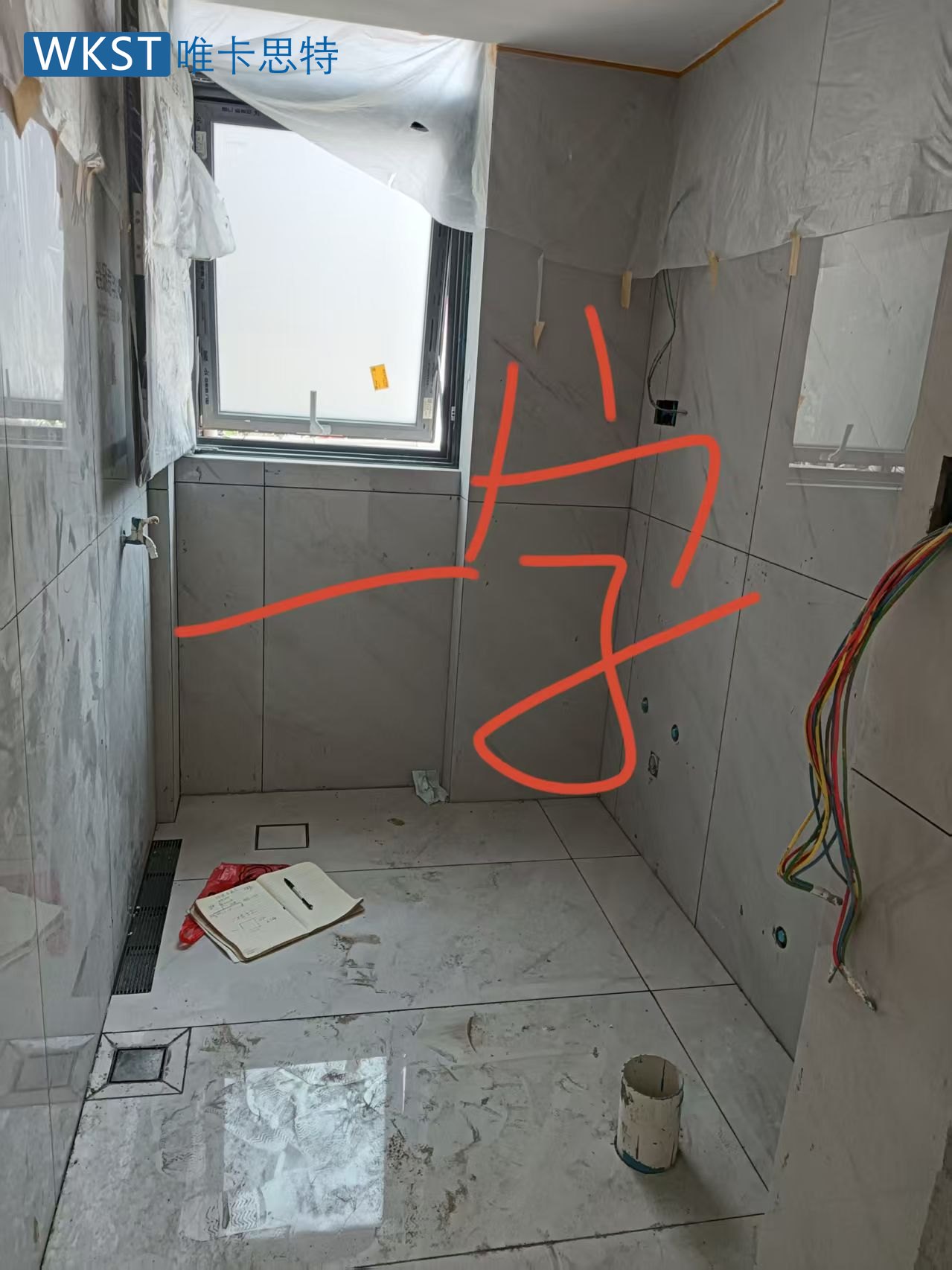 石洲自建房多结构淋浴房案例 二楼 · 套卫 二楼套卫现场图-一字型